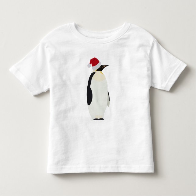Christmas Penguin Funny Animal with Santa Hat Toddler T-Shirt (Front)
