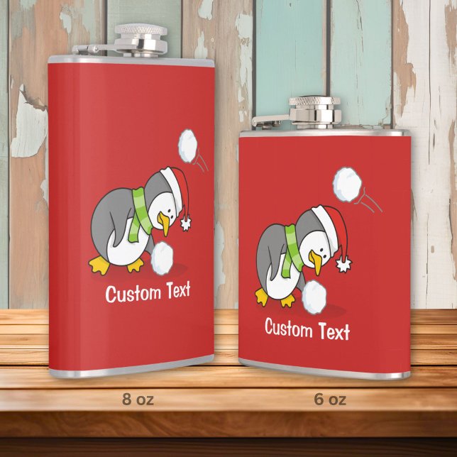 Christmas penguin getting a snow ball hip flask (Creator Uploaded)