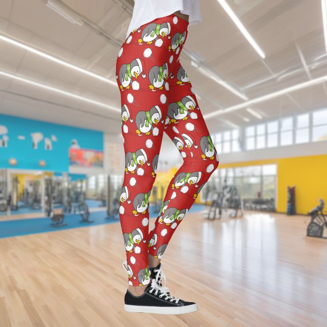 Christmas penguin getting a snow ball leggings (Creator Uploaded)