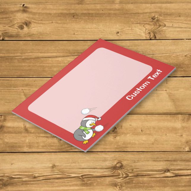 Christmas penguin getting a snow ball notepad (Creator Uploaded)