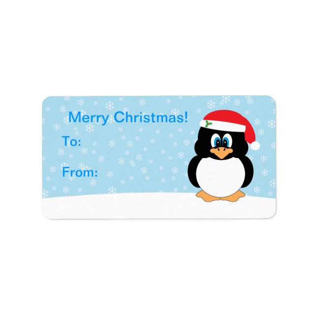 Christmas Penguin Gift Tag Labels (Front)