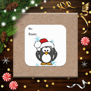 Christmas Penguin Gift Tag Sticker