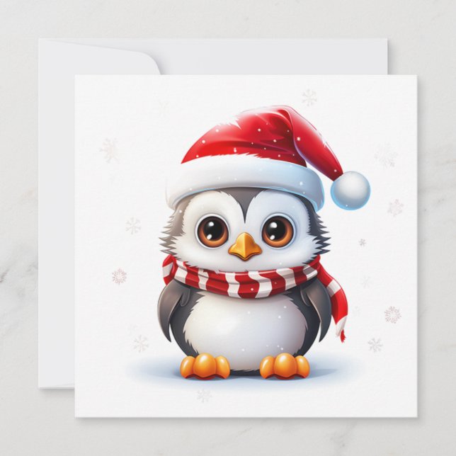 Christmas Penguin Greeting Card (Front)