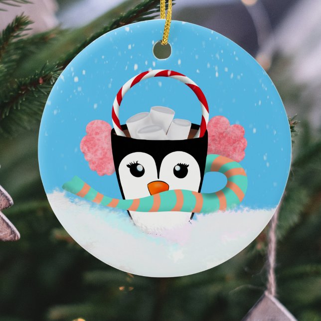 Christmas Penguin Hot Chocolate Ceramic Tree Decoration (Creator Uploaded)