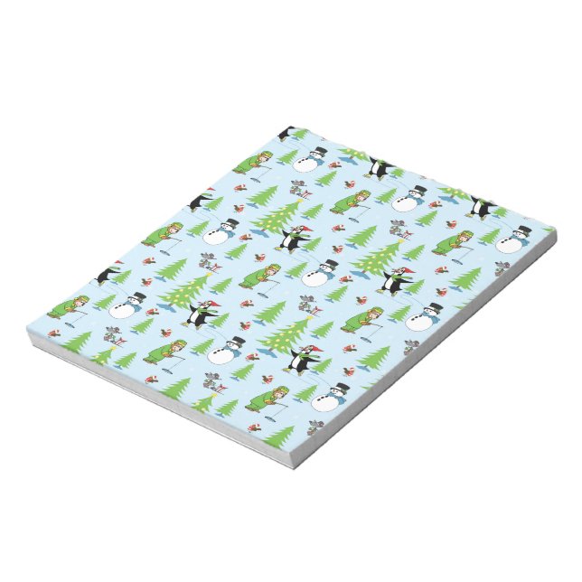 Christmas penguin ice skating and bear fisherman notepad (Rotated)