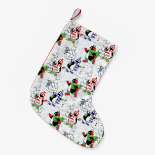 Christmas penguin ice skating small christmas stocking