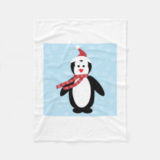 Christmas Penguin in Snow Toddler Fleece Blanket