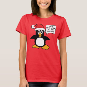Christmas Penguin Is it too late to be good Bubble T-Shirt