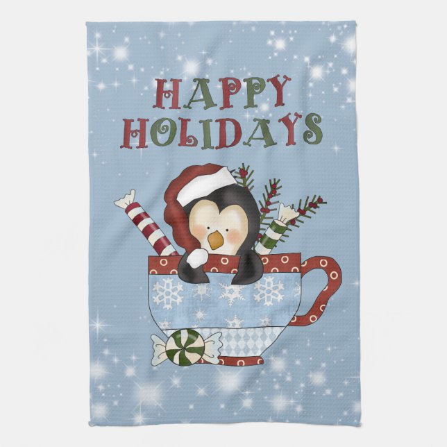 Christmas Penguin Kitchen towel (Vertical)
