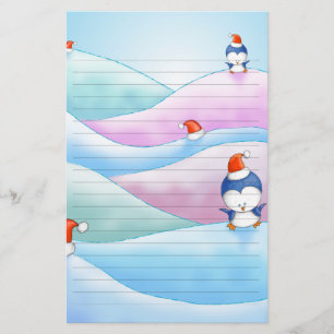 christmas penguin land stationery