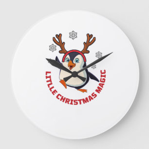 Christmas penguin large clock