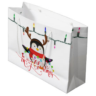 Christmas penguin large gift bag