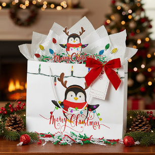Christmas penguin   large gift bag