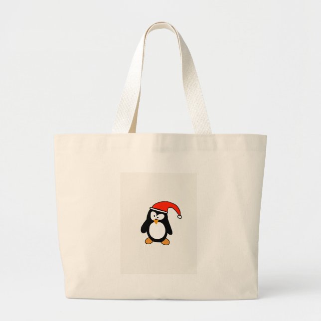 Christmas penguin large tote bag (Front)