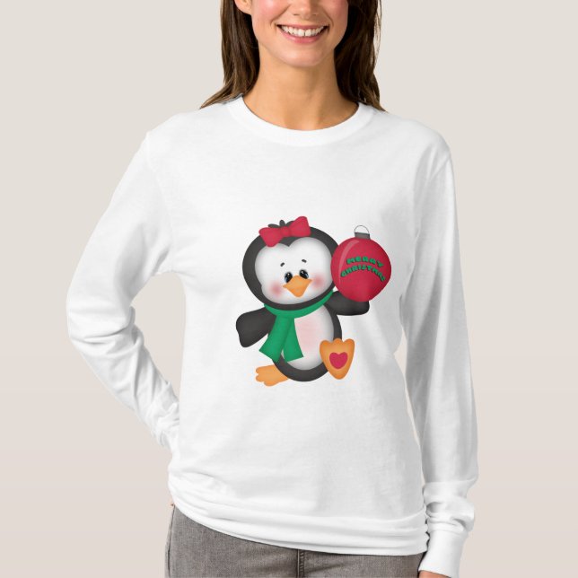 Christmas Penguin long sleeve nano t-shirt (Front)