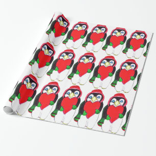 CHRISTMAS PENGUIN LOVE wrapping paper