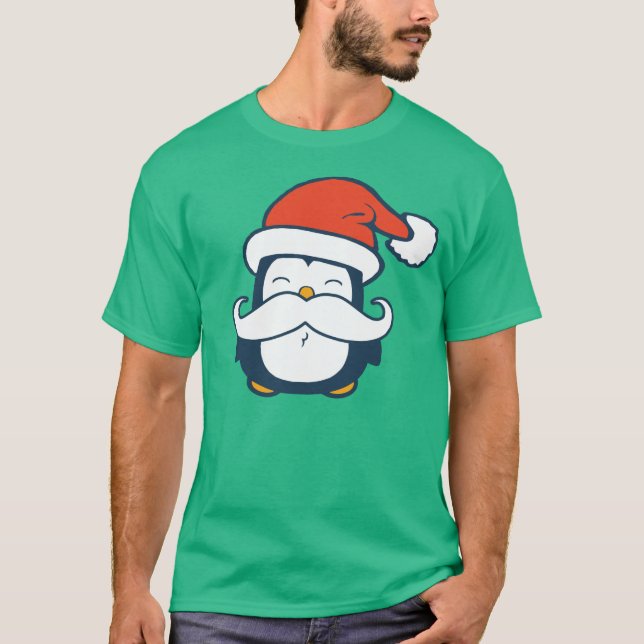 Christmas Penguin Moustache Trend T-Shirt (Front)