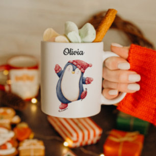 Christmas Penguin Mug with Custom Text