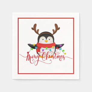 Christmas penguin napkin