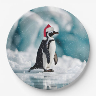Christmas Penguin On Iceberg Paper Plate
