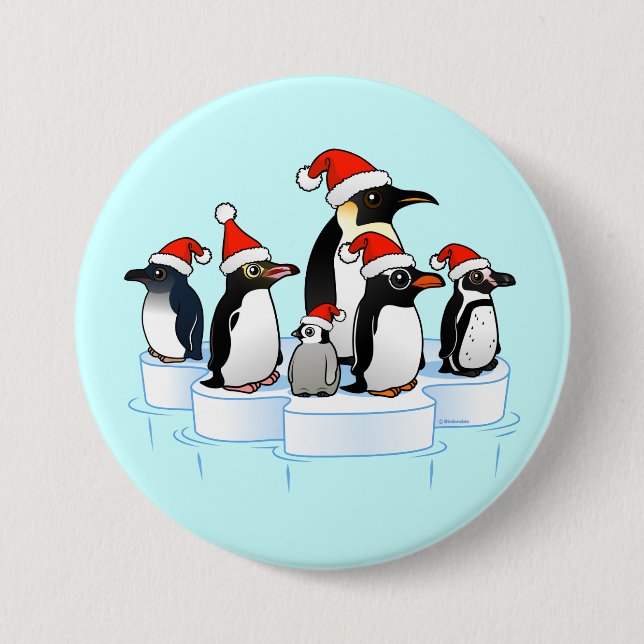 Christmas Penguin Party 7.5 Cm Round Badge (Front)