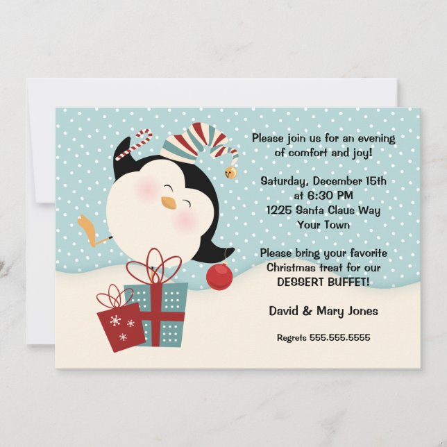 Christmas Penguin Party Invitation (Front)