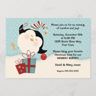 Christmas Penguin Party Invitation