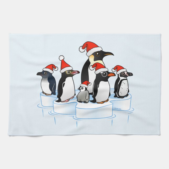 Christmas Penguin Party Tea Towel (Horizontal)