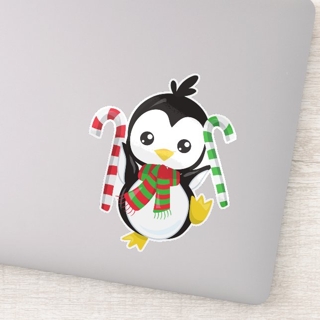 Christmas Penguin, Penguin With Scarf, Candy Cane (Detail)