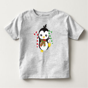 Christmas Penguin, Penguin With Scarf, Candy Cane Toddler T-Shirt