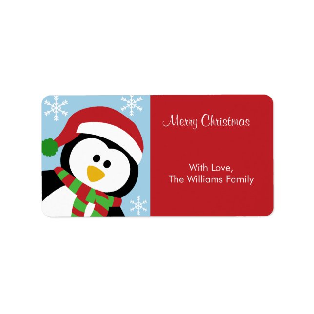 Christmas Penguin Personalised Gift Tags (Front)