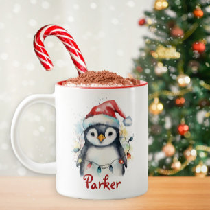 Christmas Penguin Personalised Kids Mug