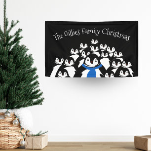 Christmas Penguin Personalised Party Banner