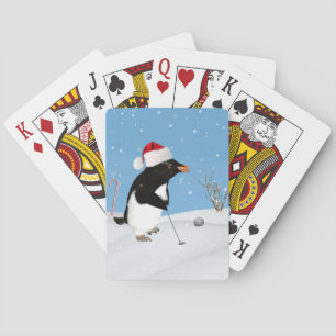 Christmas, Penguin Playing Golf Cards