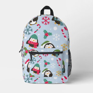 Christmas Penguin Printed Backpack