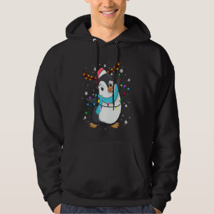 Christmas Penguin Reindeer Santa Hat Lights Xmas Hoodie
