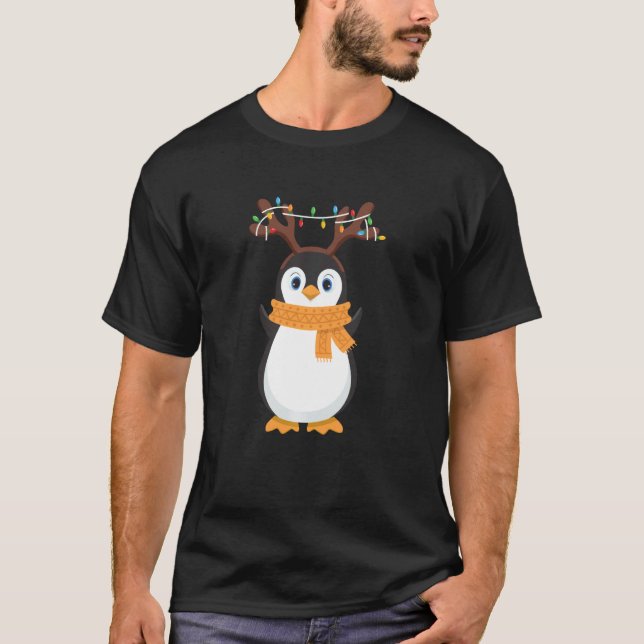 Christmas Penguin Reindeer Santa Holiday Pajama 20 T-Shirt (Front)