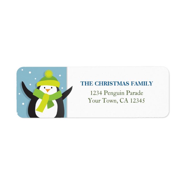 Christmas Penguin Return Address Label (Front)