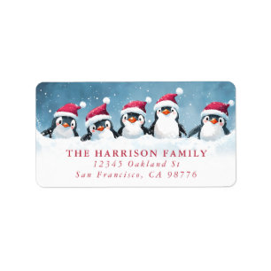 Christmas Penguin Return Address Label