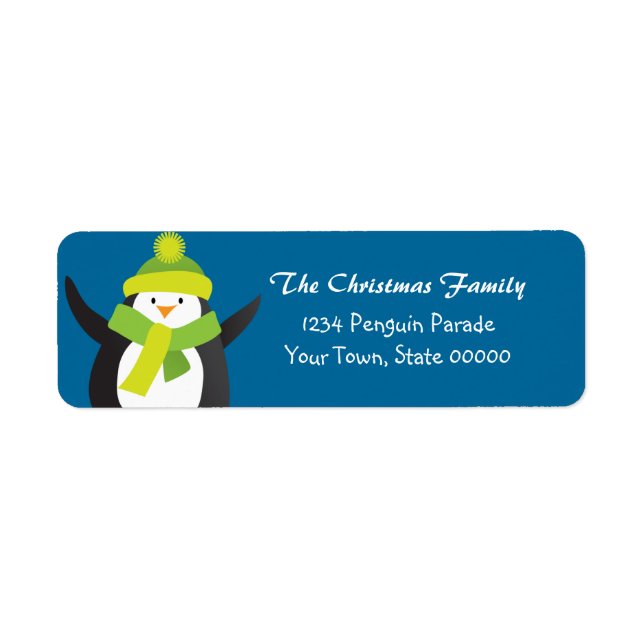 Christmas Penguin Return Address Label (Front)