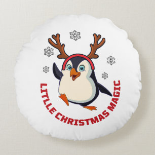 Christmas penguin round cushion