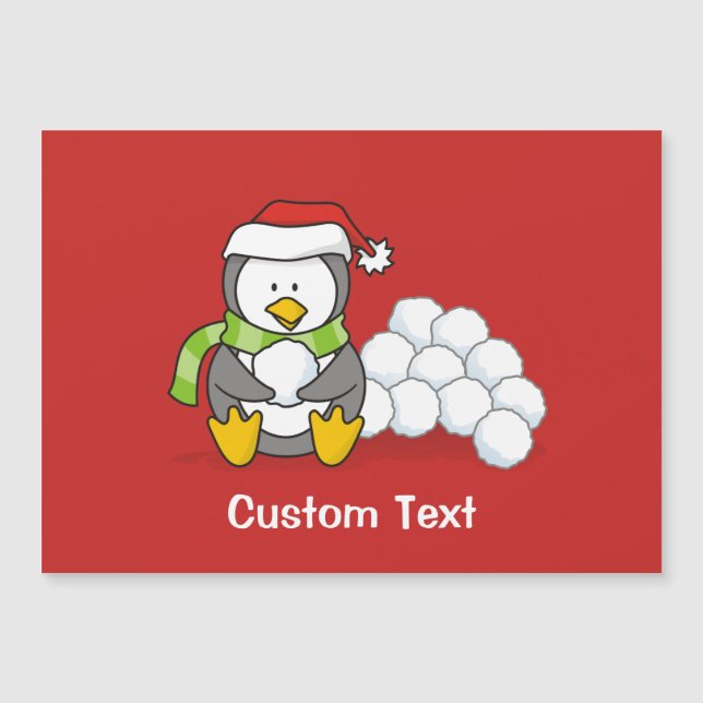 Christmas penguin sitting with snow balls (Front)