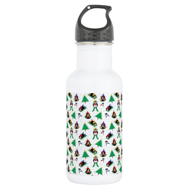 Christmas penguin skiing 532 ml water bottle (Front)