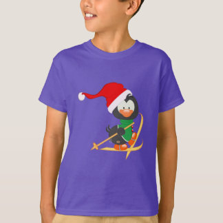 Christmas Penguin Skiing T-Shirt