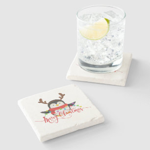 Christmas penguin stone coaster