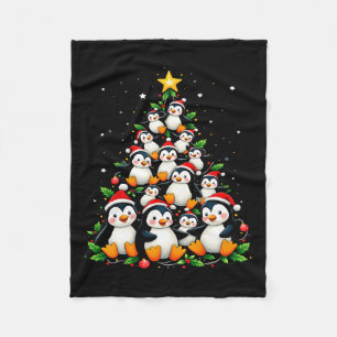 Christmas Penguin Tree Cute Holiday Animal  Fleece Blanket