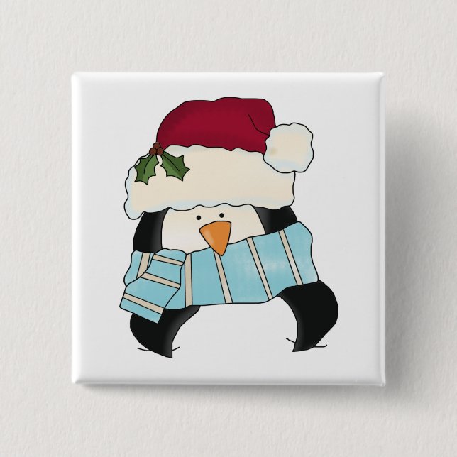 Christmas Penguin Tshirts and Gifts 15 Cm Square Badge (Front)