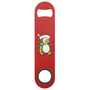 Christmas penguin walking on snow