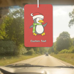 Christmas penguin walking on snow car air freshener