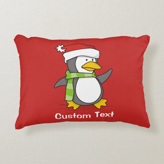 Christmas penguin walking on snow decorative cushion (Front)